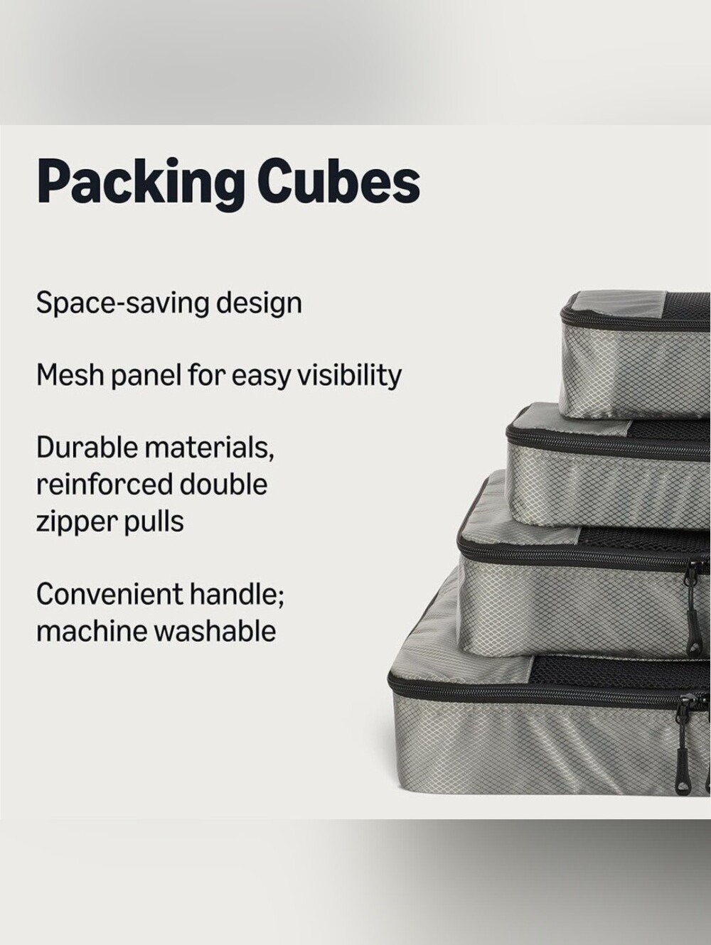 Travel Packing Cube Bags 4 Bags Amazon Basics New Luggage Bags Gray